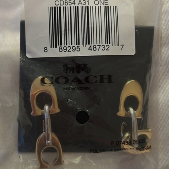NWT Coach Chunky Signature Link Drop Multi Color Earrings - Picture 1 of 5